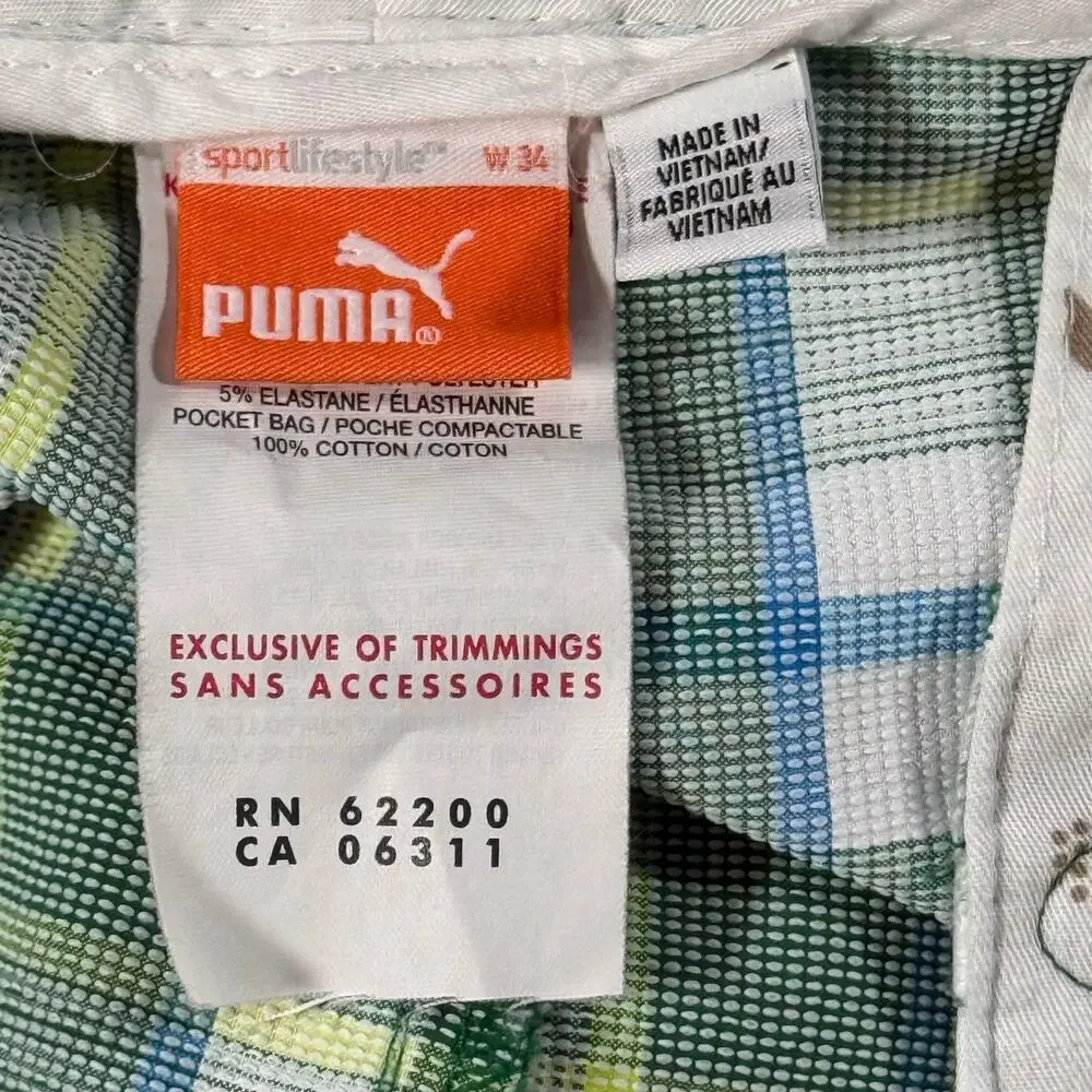 ⭐️Puma Set 2 Men's 34 Plaid Shorts Golf Tech Bermuda & Tech Performance Dry Cell
